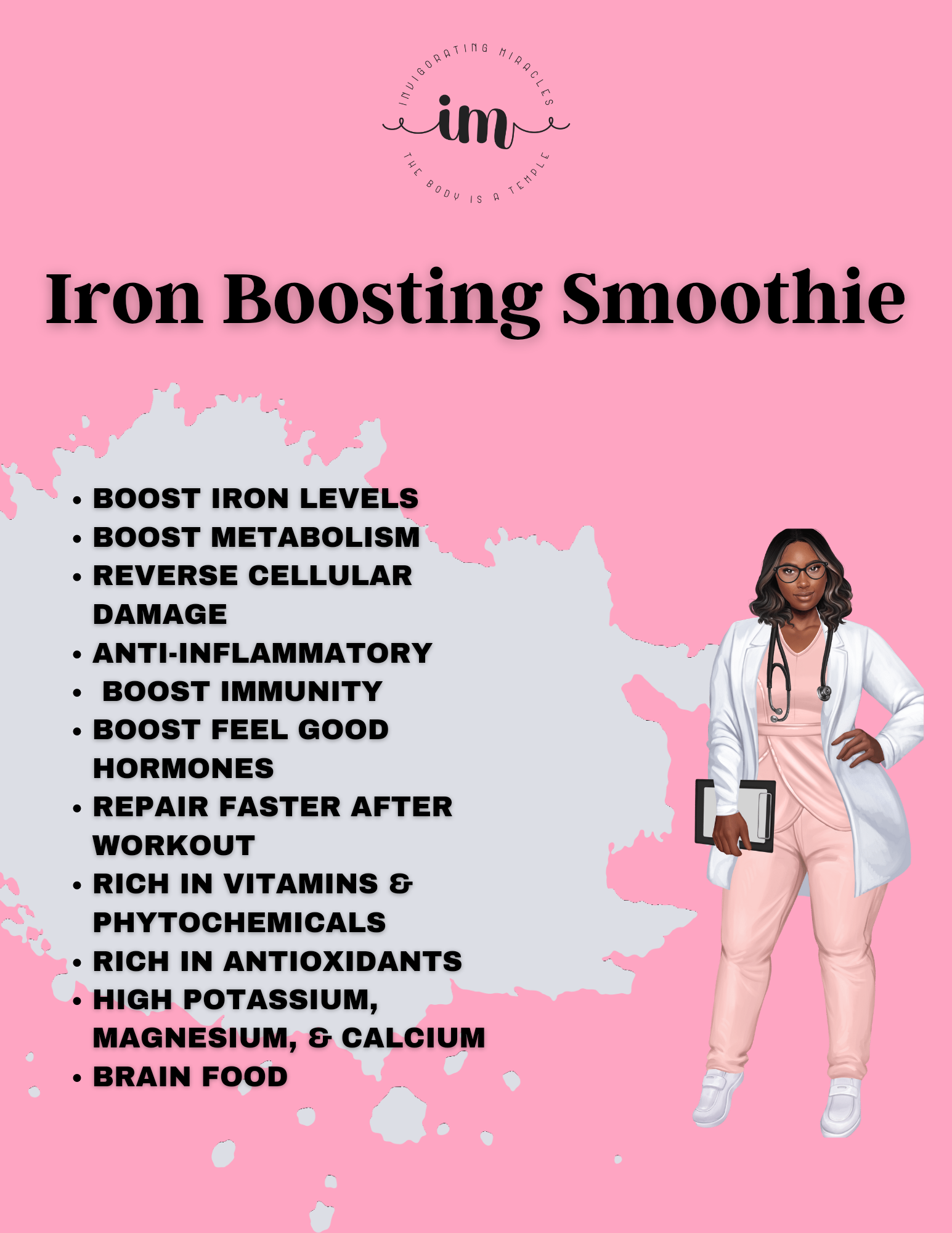 Iron boosting prescription smoothie recipe by Shamara Daniels Natural Health Consultant owner of Invigorating Miracles LLC